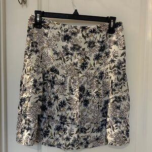 LOFT outlet Floral Mini Skirt in Black and Cream